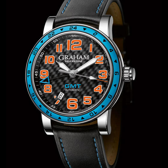 GRAHAM LONDON 2TZAS.B01A SILVERSTONE TIME ZONE GULF BLUE replica watch